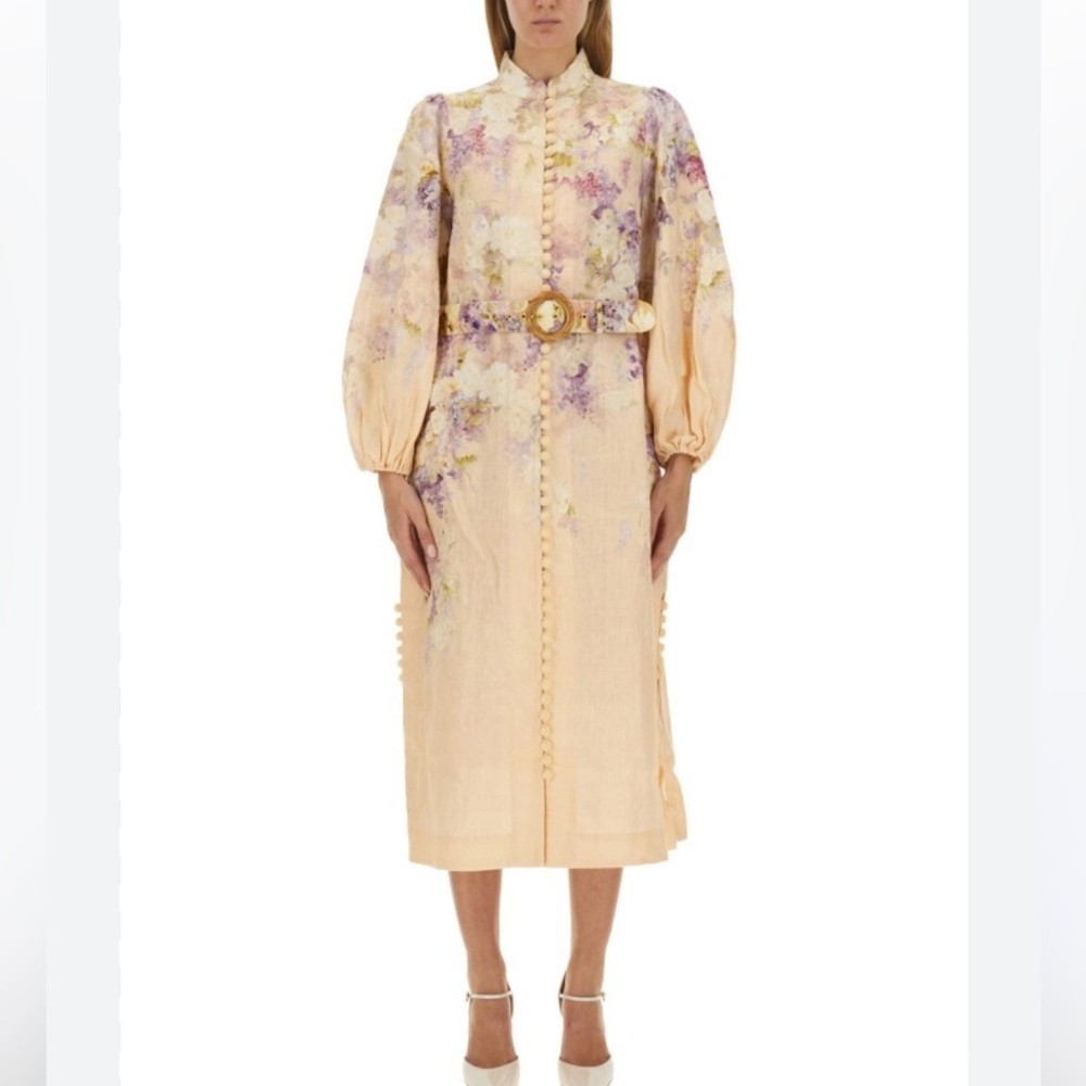 Zimmermann Pastel Floral Belted Dress size AU 2-US 8 - Picture 3 of 16